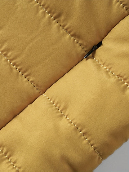 Henrietta | Puffer Jacket Mustard Yellow Quilted Stand Collar for Women