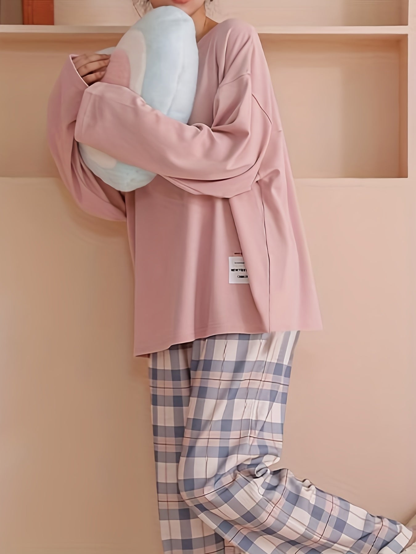 Wynne | Loungewear Set Pink Plaid Relaxed for Women