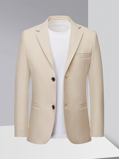 Monty | Blazer Beige Linen-Look Textured Single-Breasted for Men