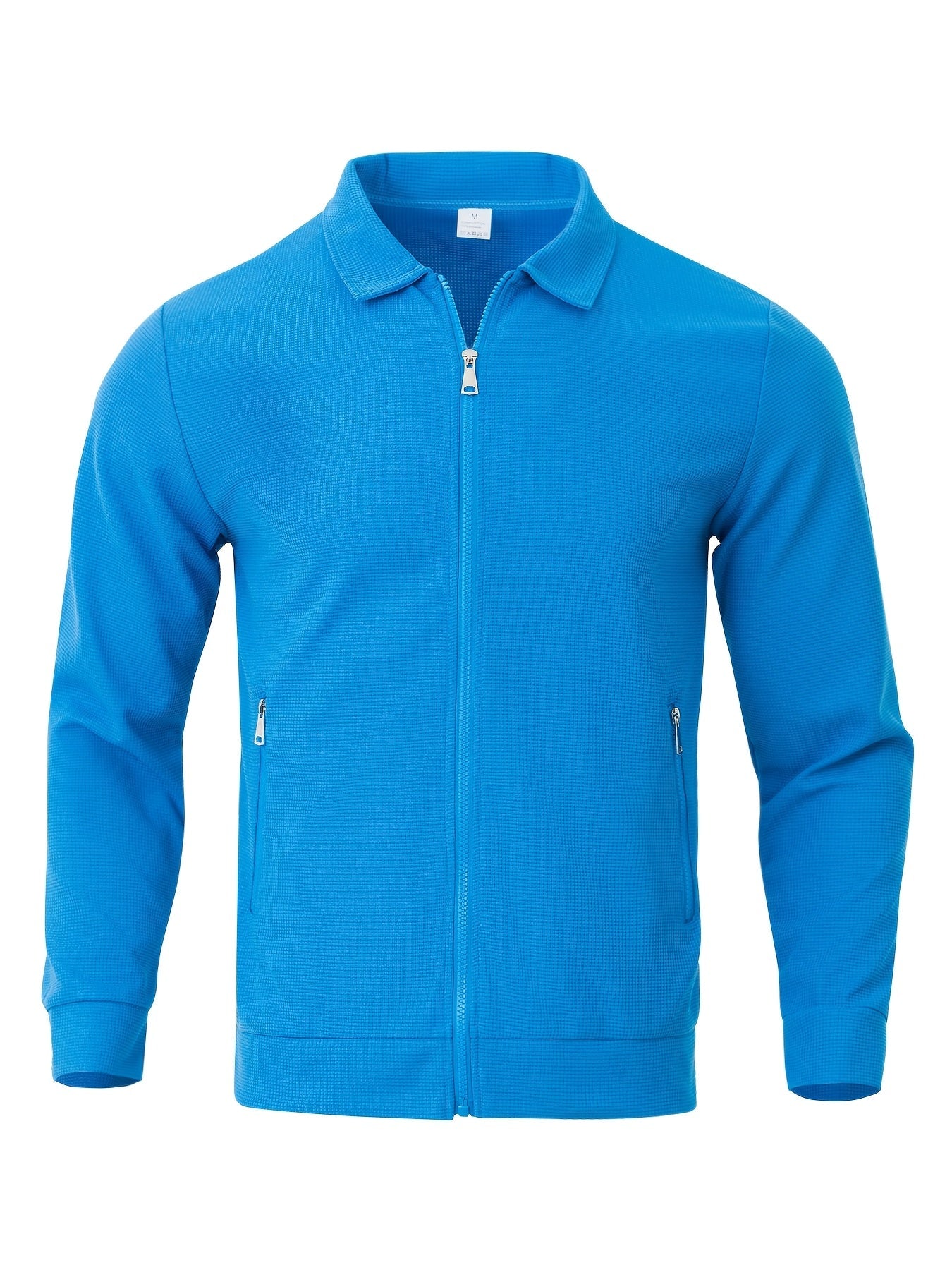 Lachlan | Zip-Up Jacket White Waffle Knit Collared for Men