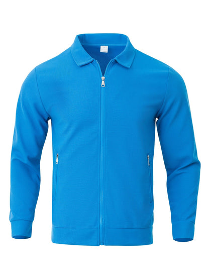 Lachlan | Zip-Up Jacket White Waffle Knit Collared for Men