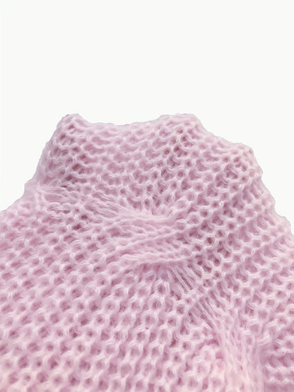 Nerissa | Cardigan Pink Knit Bow-Detail V-Neck for Women
