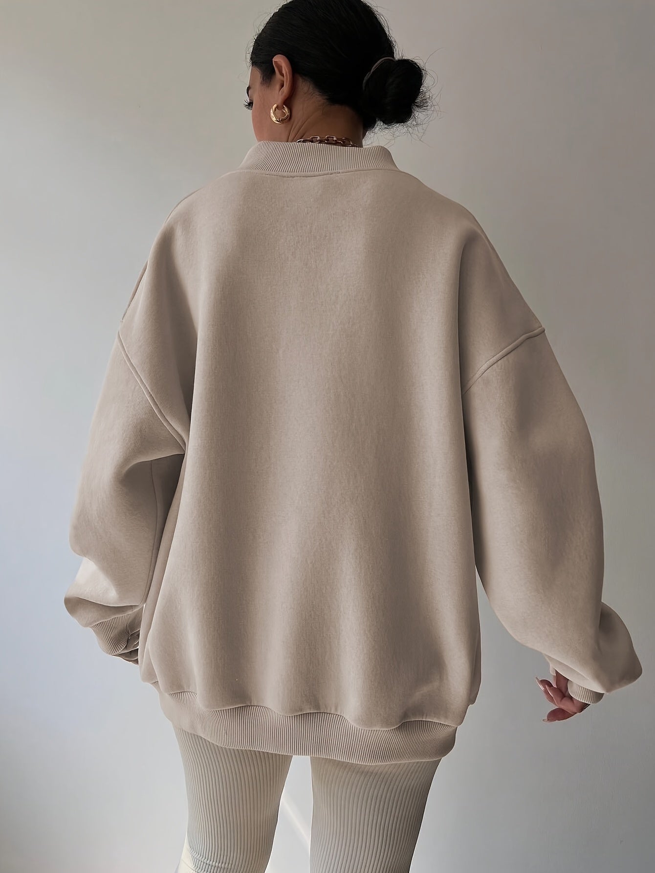 Tamsyn | Half-Zip Sweatshirt Oatmeal Oversized for Women