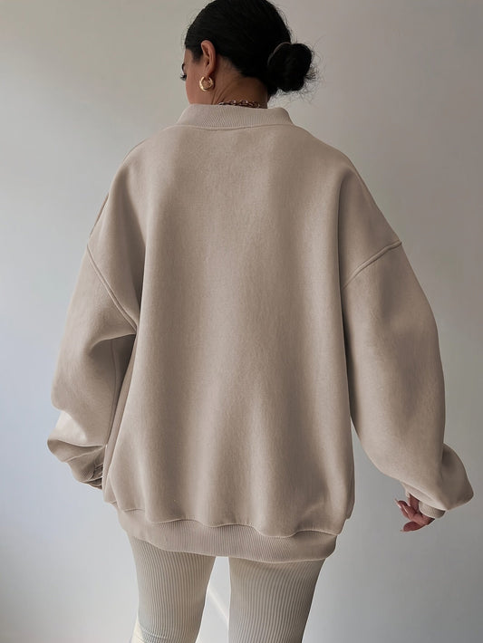 Tamsyn | Half-Zip Sweatshirt Oatmeal Oversized for Women