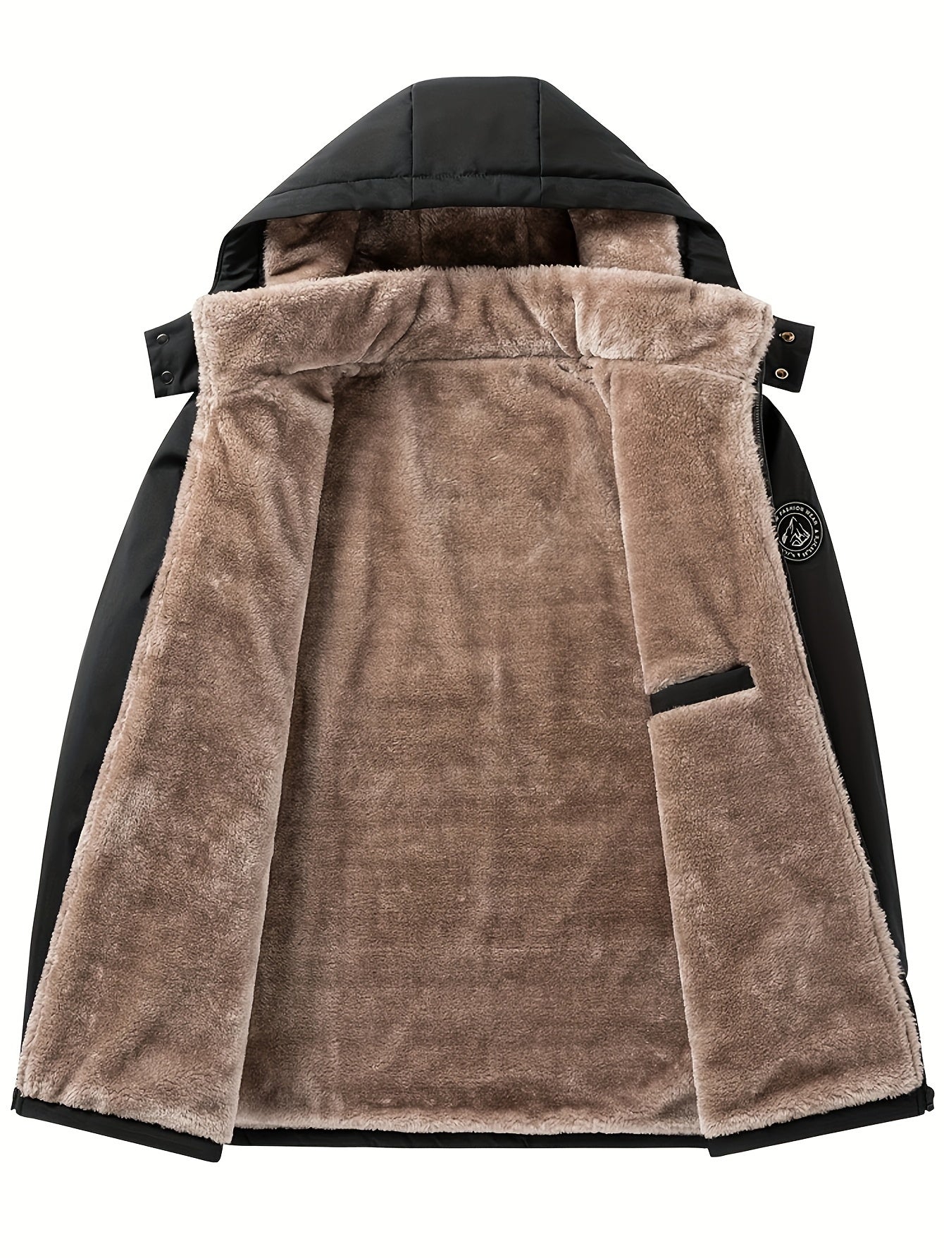 Sybil | Hooded Coat Black Fleece-Lined Insulated for Women