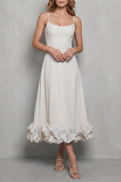 Phoebe | Midi Dress Baby Blue Ruffle Hem Spaghetti Strap for Women