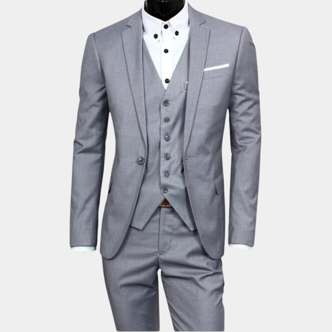 Dorian | Three-Piece Suit Burgundy Slim Fit Notch Lapel for Men