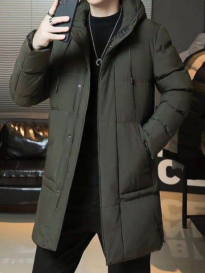 Wilhelmina | Longline Puffer Coat Black Hooded Quilted for Women