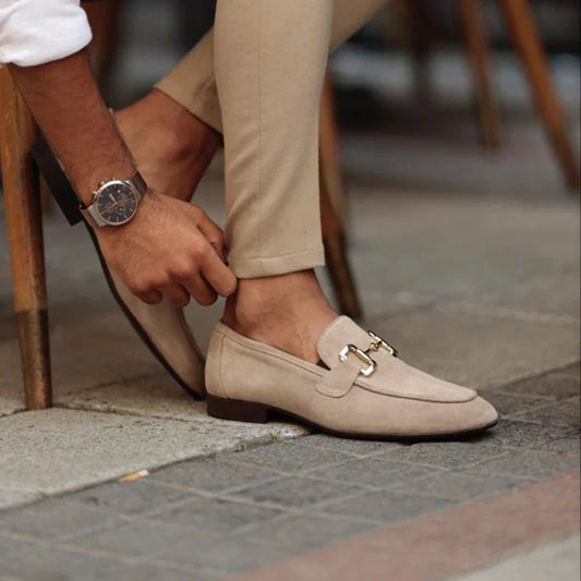 Oliver | Loafers Stone Suede Horsebit Slip-On for Men