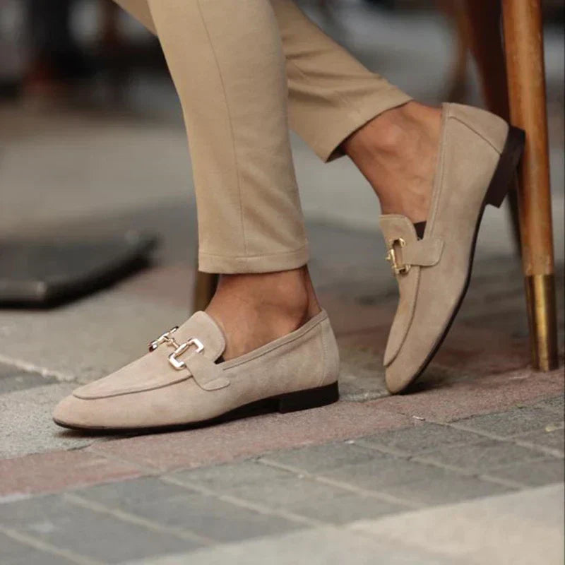 Oliver | Loafers Stone Suede Horsebit Slip-On for Men
