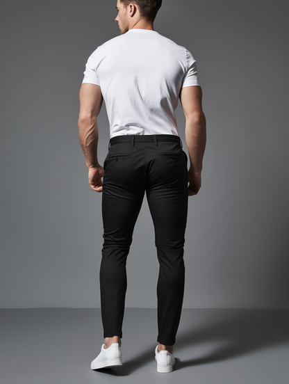 Piers | Trousers Charcoal Stretch Slim Tapered for Men