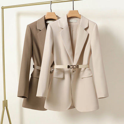 Orla | Belted Blazer Stone Woven Tailored Long Line for Women