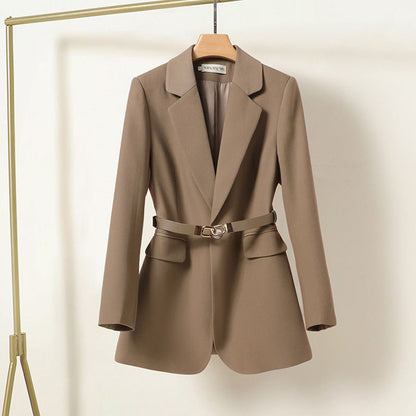 Orla | Belted Blazer Stone Woven Tailored Long Line for Women