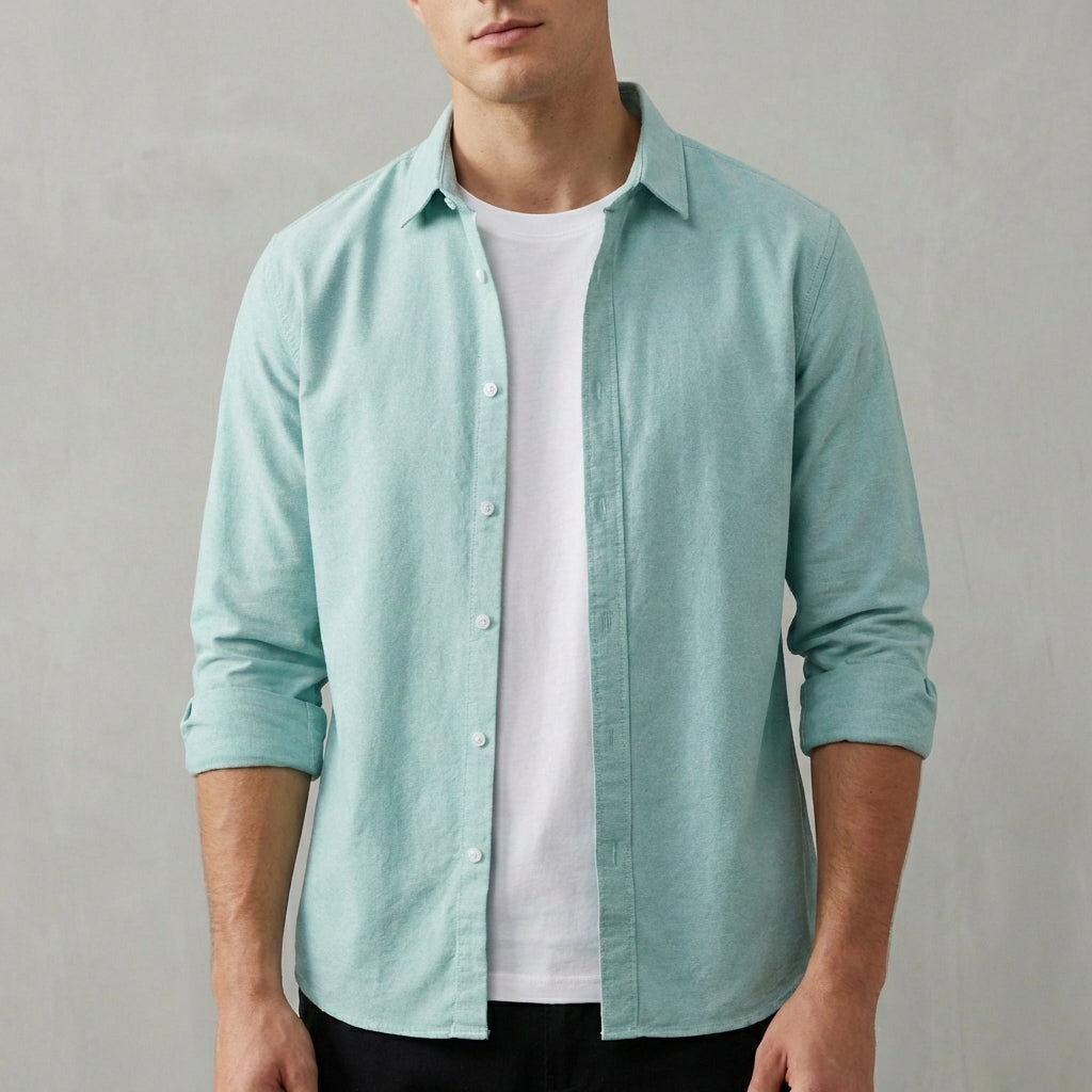 Jack | Oxford Shirt Blue Cotton Button-Down Long Sleeve for Men
