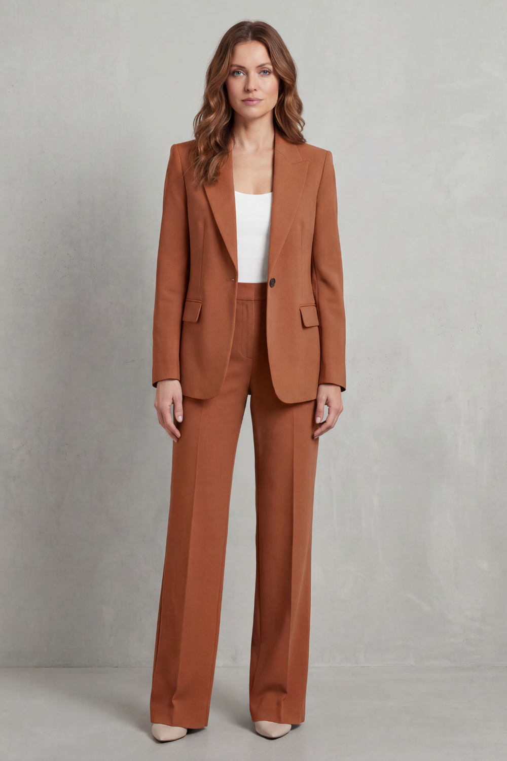 Josephine | Tailored Two-Piece Suit Set Steel Blue Woven Wide-Leg for Women