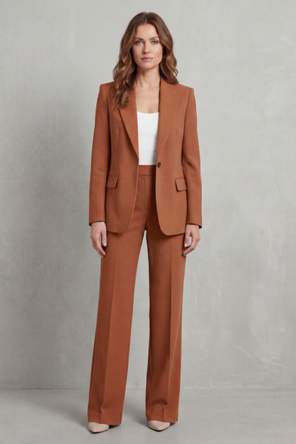 Josephine | Tailored Two-Piece Suit Set Steel Blue Woven Wide-Leg for Women