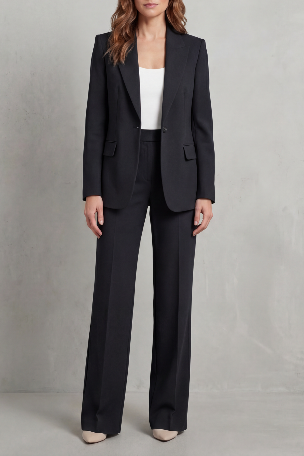 Josephine | Tailored Two-Piece Suit Set Steel Blue Woven Wide-Leg for Women
