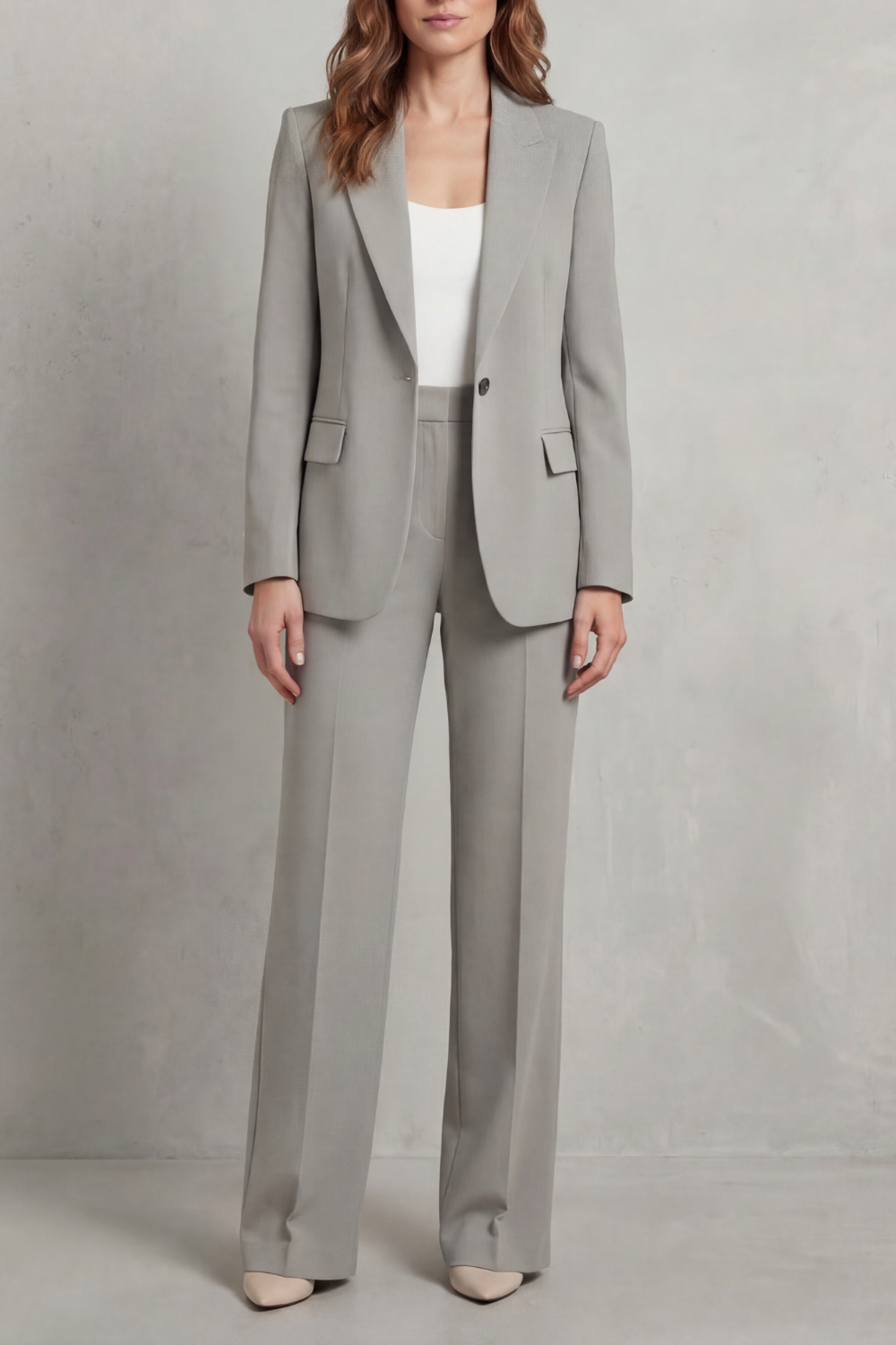 Josephine | Tailored Two-Piece Suit Set Steel Blue Woven Wide-Leg for Women