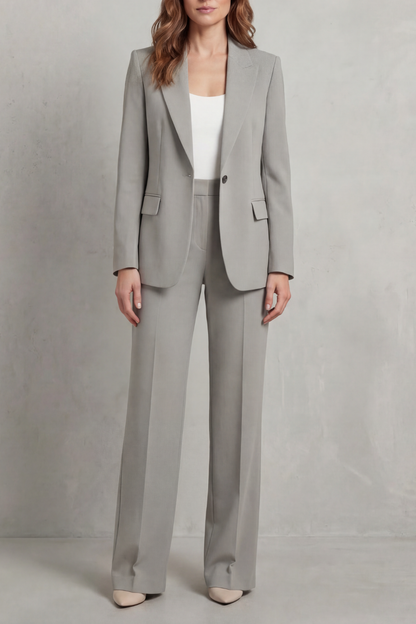 Josephine | Tailored Two-Piece Suit Set Steel Blue Woven Wide-Leg for Women