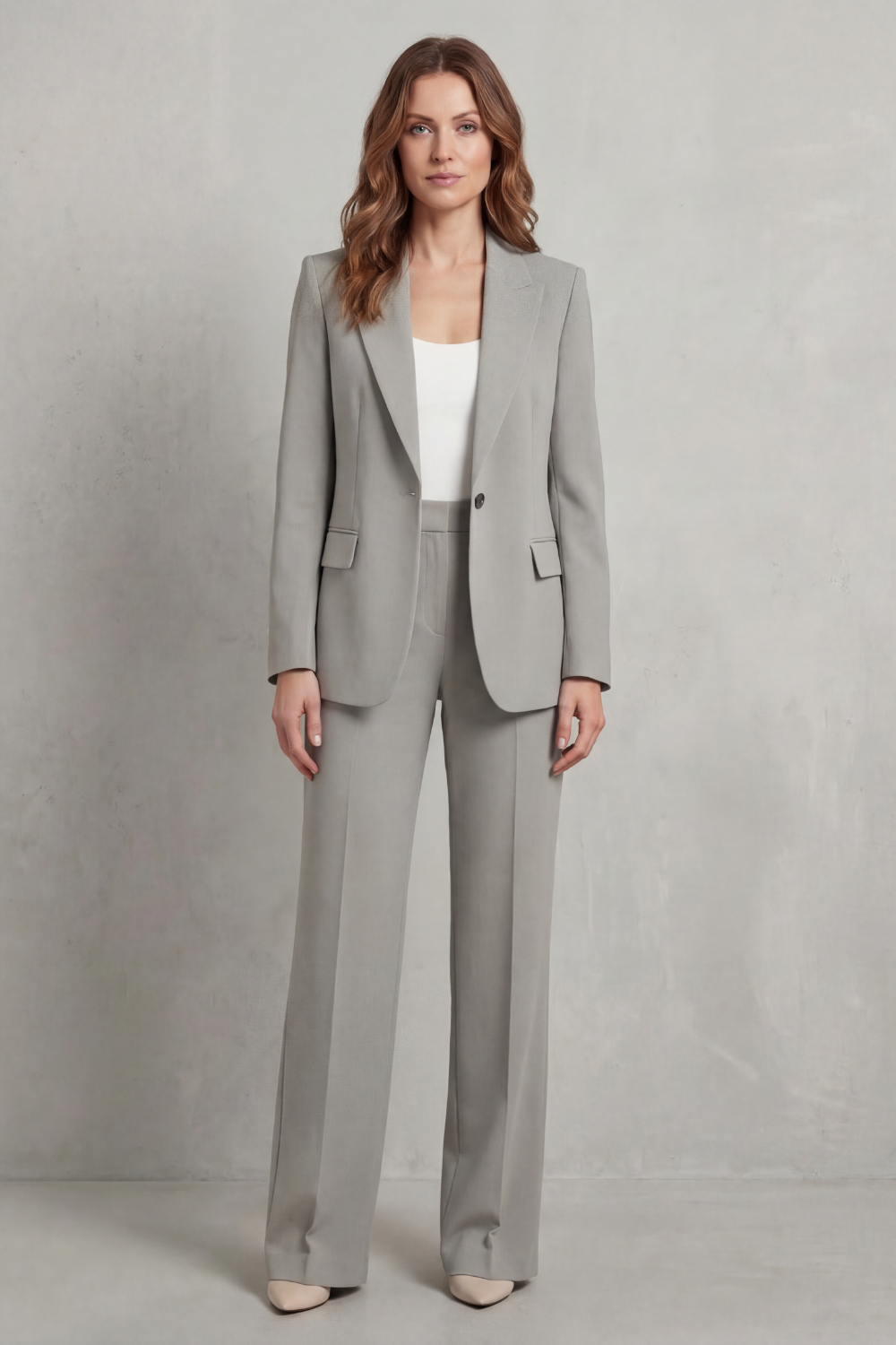 Josephine | Tailored Two-Piece Suit Set Steel Blue Woven Wide-Leg for Women