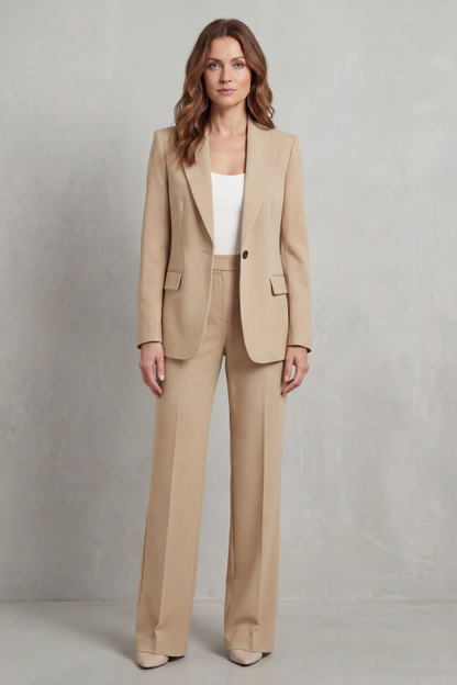 Josephine | Tailored Two-Piece Suit Set Steel Blue Woven Wide-Leg for Women