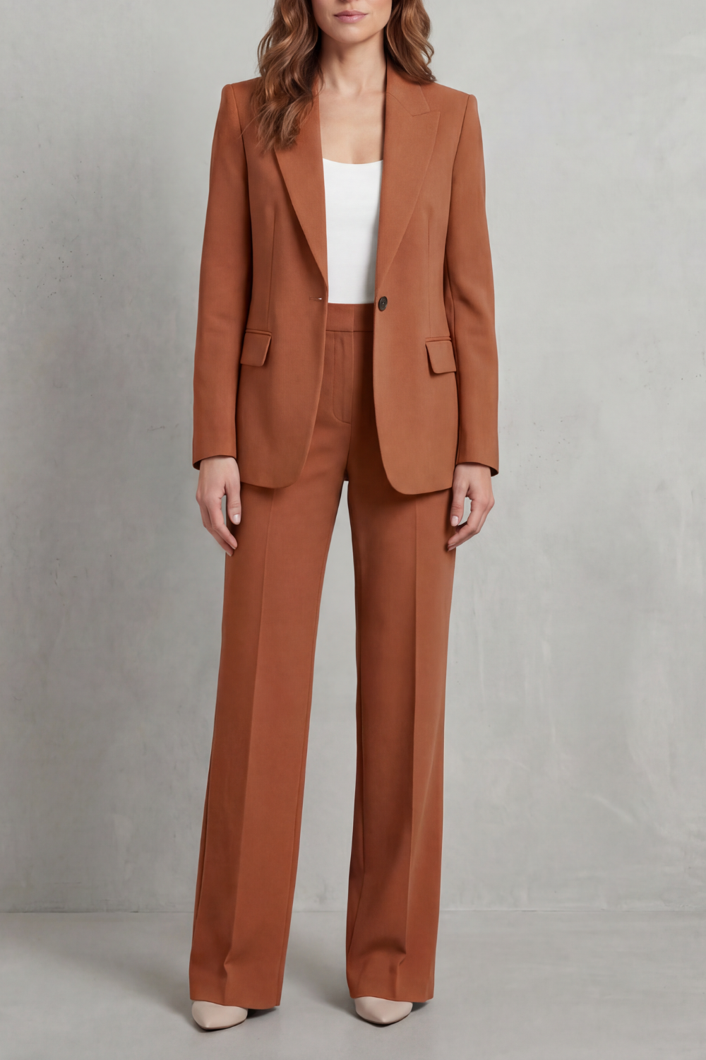Josephine | Tailored Two-Piece Suit Set Steel Blue Woven Wide-Leg for Women