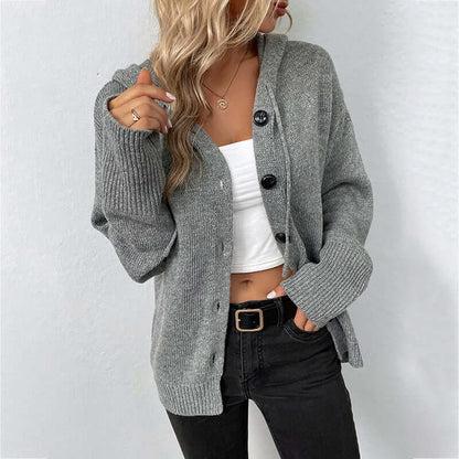 Verity | Cardigan Camel Knit Button-Front Relaxed Fit for Women