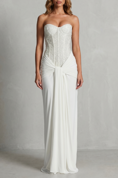Camellia | Maxi Wedding Dress White Embellished Corset Draped for Women