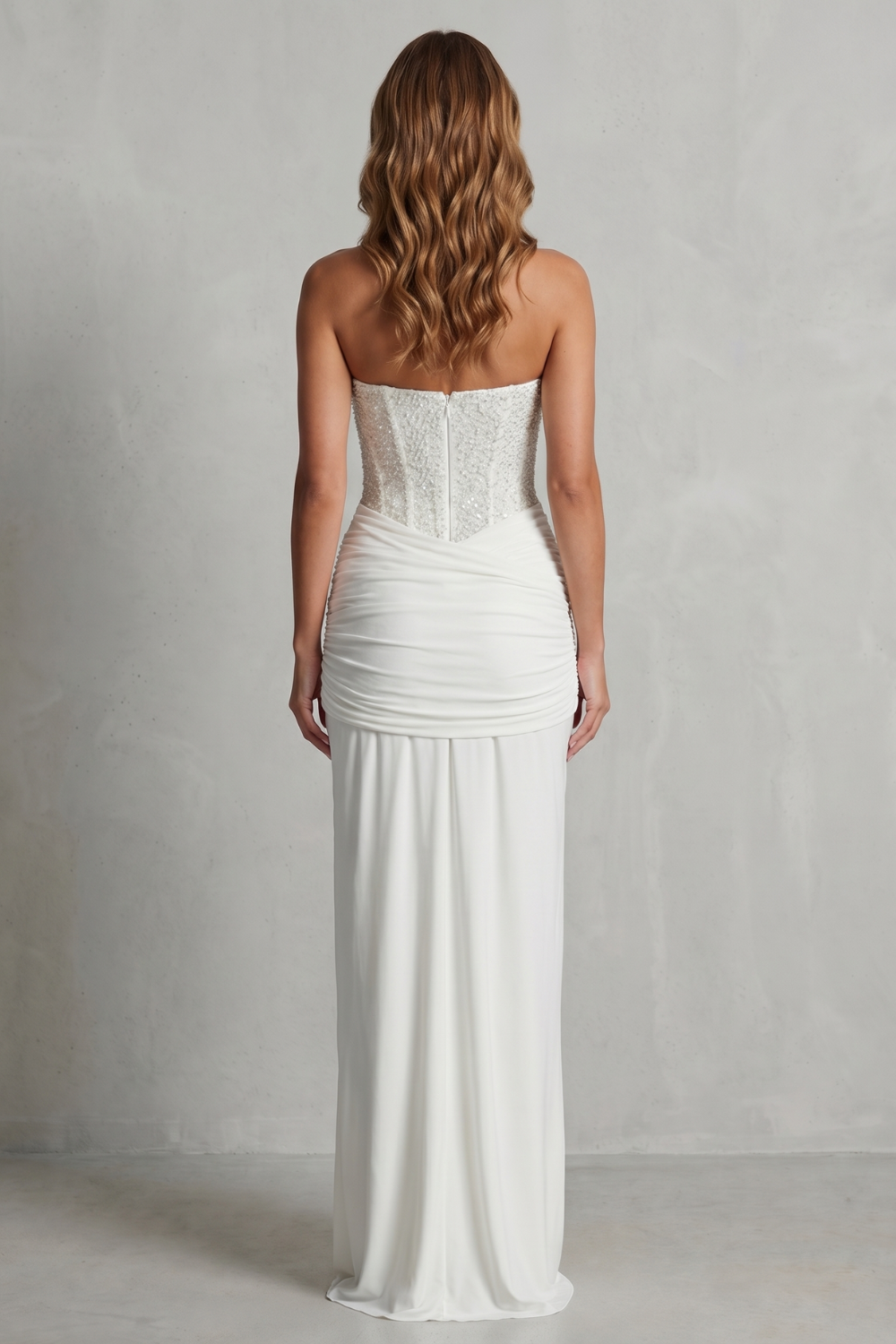 Camellia | Maxi Wedding Dress White Embellished Corset Draped for Women
