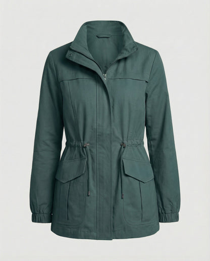 Lydia | Utility Jacket Stone Cotton Drawstring Waist for Women