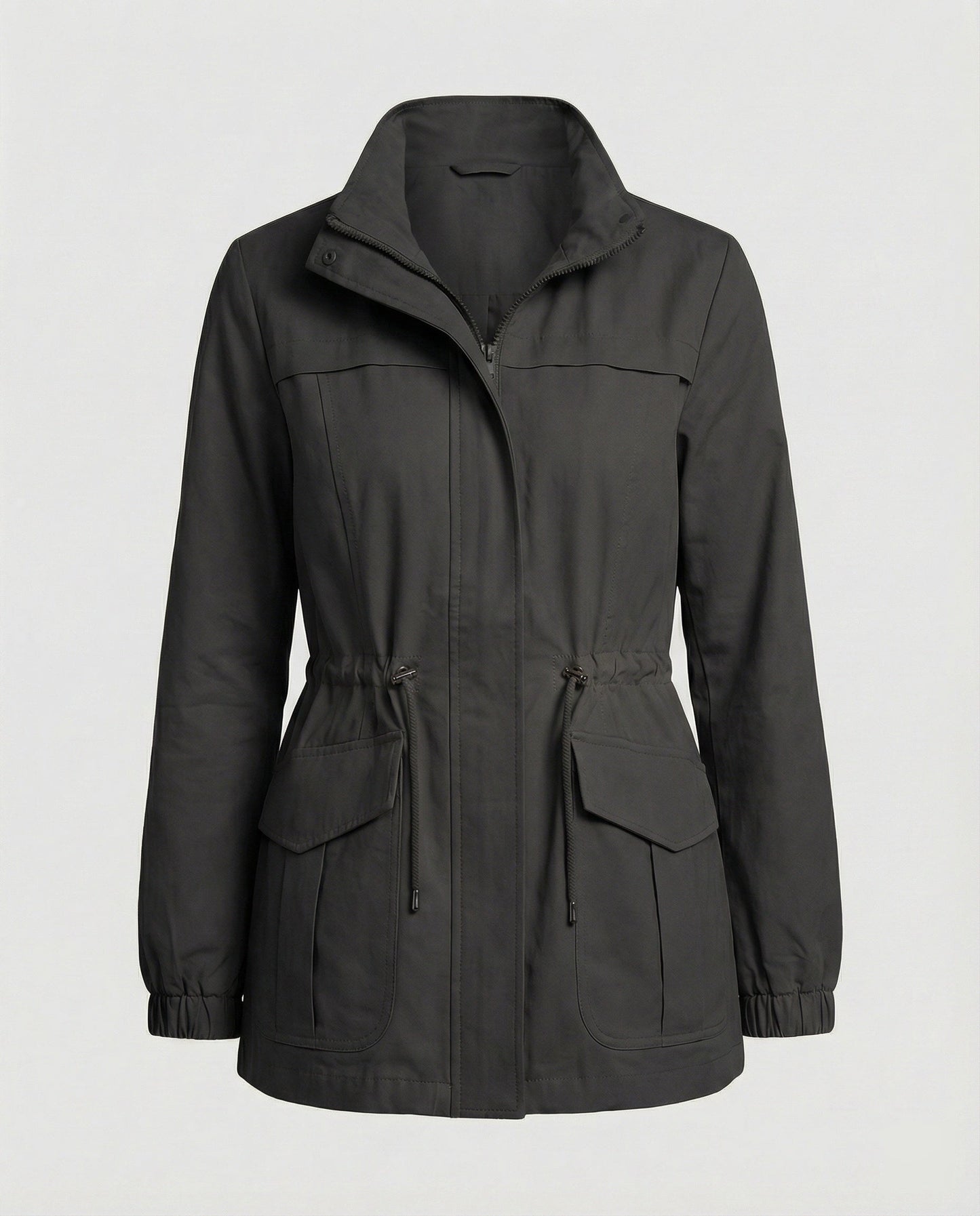 Lydia | Utility Jacket Stone Cotton Drawstring Waist for Women