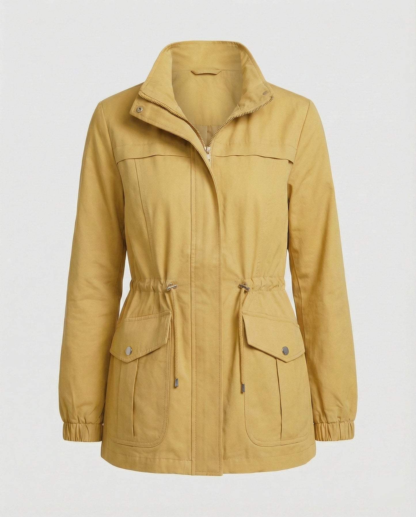Lydia | Utility Jacket Stone Cotton Drawstring Waist for Women