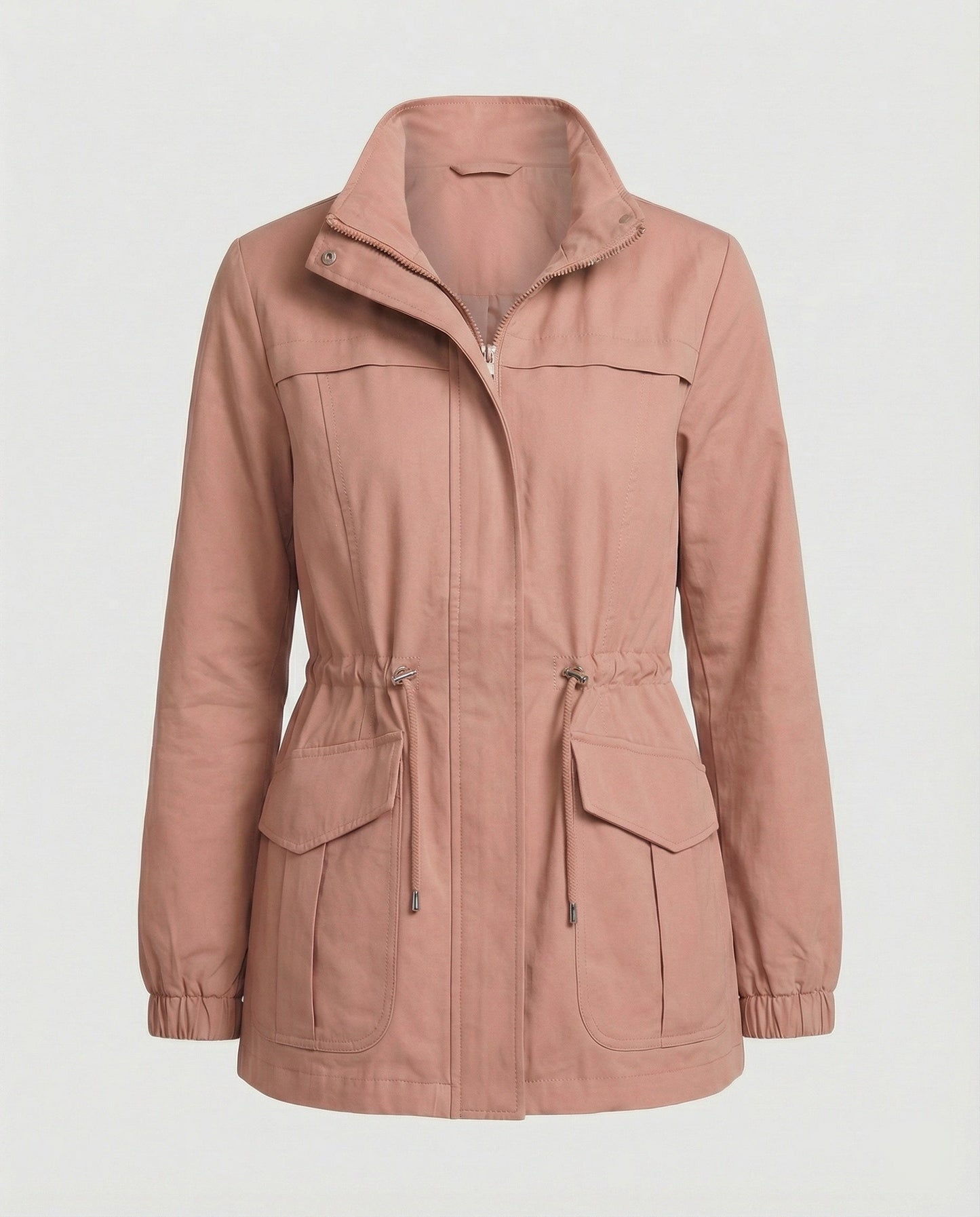 Lydia | Utility Jacket Stone Cotton Drawstring Waist for Women