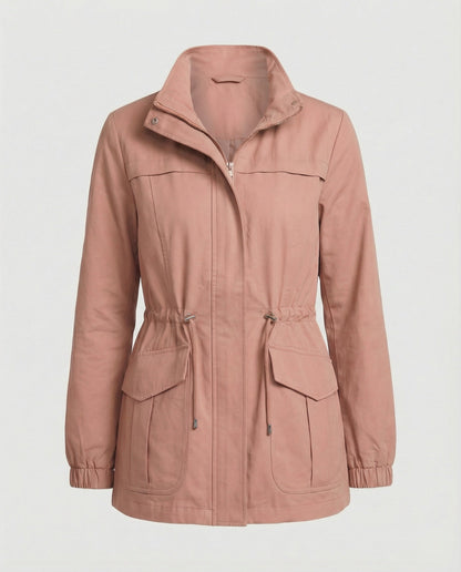 Lydia | Utility Jacket Stone Cotton Drawstring Waist for Women