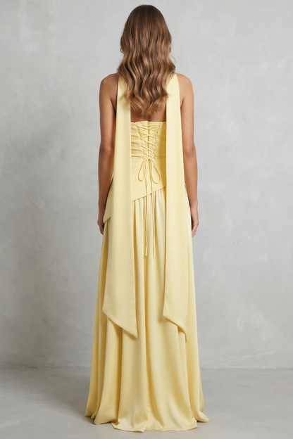 Felice | Maxi Dress Butter Yellow Strapless Sculpted Draped for Women