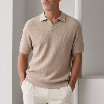 George | Polo Shirt Beige Textured Knit Cotton for Men