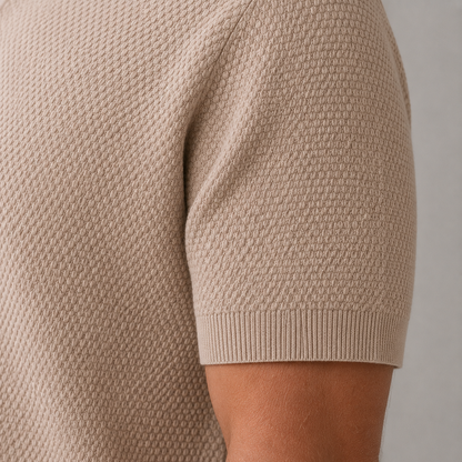 George | Polo Shirt Beige Textured Knit Cotton for Men
