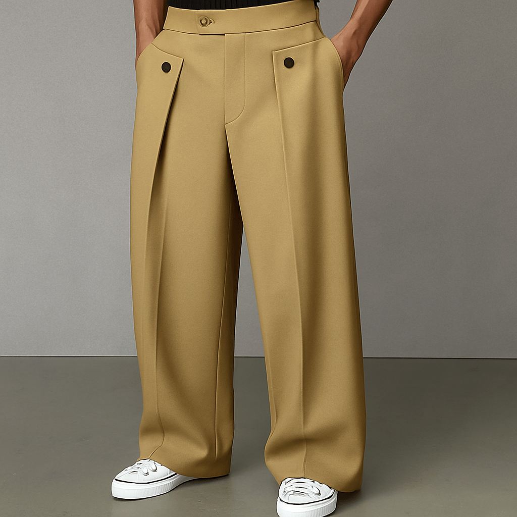 Emrys | Wide-Leg Trousers Camel Pleated Tailored for Men
