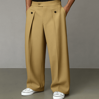 Emrys | Wide-Leg Trousers Camel Pleated Tailored for Men