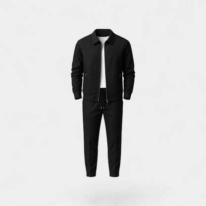 Percy | Suit Set Off-White Cotton Blend Slim Fit Zip Jacket and Trousers for Men