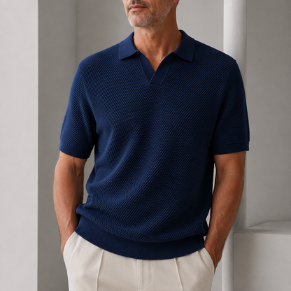 George | Polo Shirt Beige Textured Knit Cotton for Men