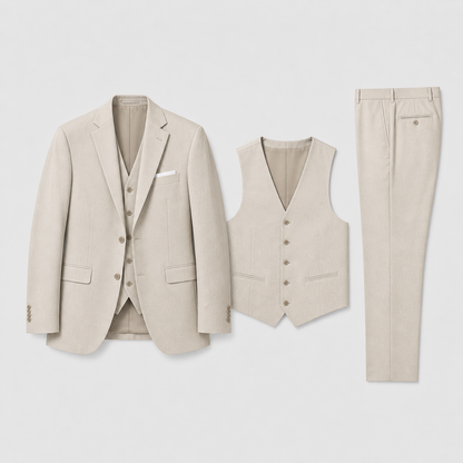 Rafferty | Three-Piece Suit Stone Linen Tailored Fit for Men