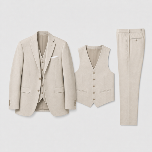 Rafferty | Three-Piece Suit Stone Linen Tailored Fit for Men