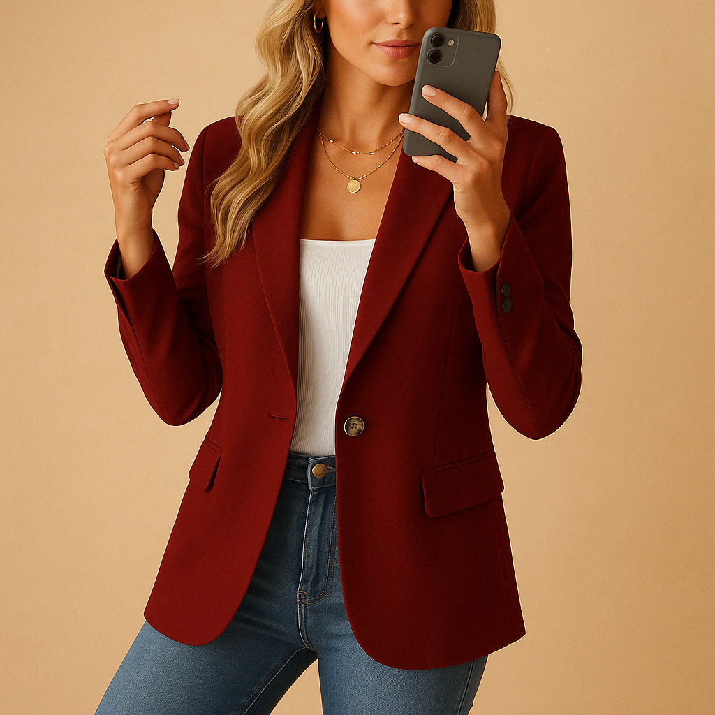 Verity | Blazer Ivory Structured Single Button Notched Lapel for Women