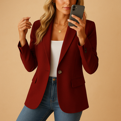 Verity | Blazer Ivory Structured Single Button Notched Lapel for Women