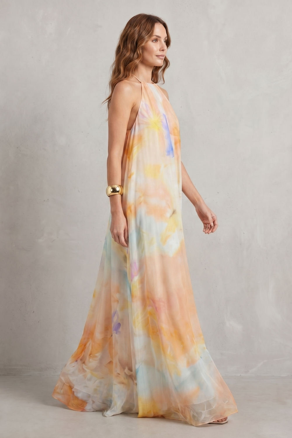 Rosalind | Maxi Dress Pastel Watercolour Floral Chiffon Halter for Women