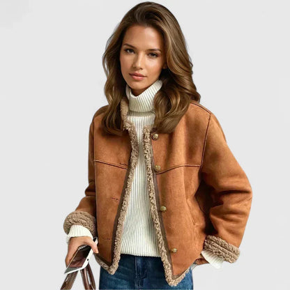 Harriet | Shearling Jacket Tan Faux Suede Teddy Lined for Women