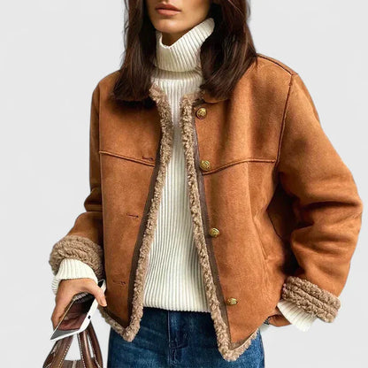 Harriet | Shearling Jacket Tan Faux Suede Teddy Lined for Women