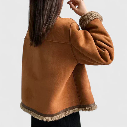 Harriet | Shearling Jacket Tan Faux Suede Teddy Lined for Women