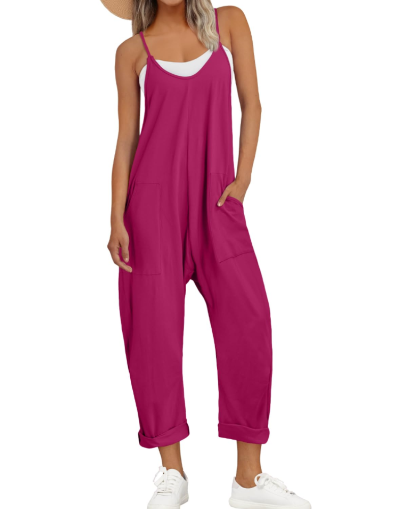 Isla | Sleeveless Jumpsuit Black Rayon Wide-Leg Spaghetti Strap for Women